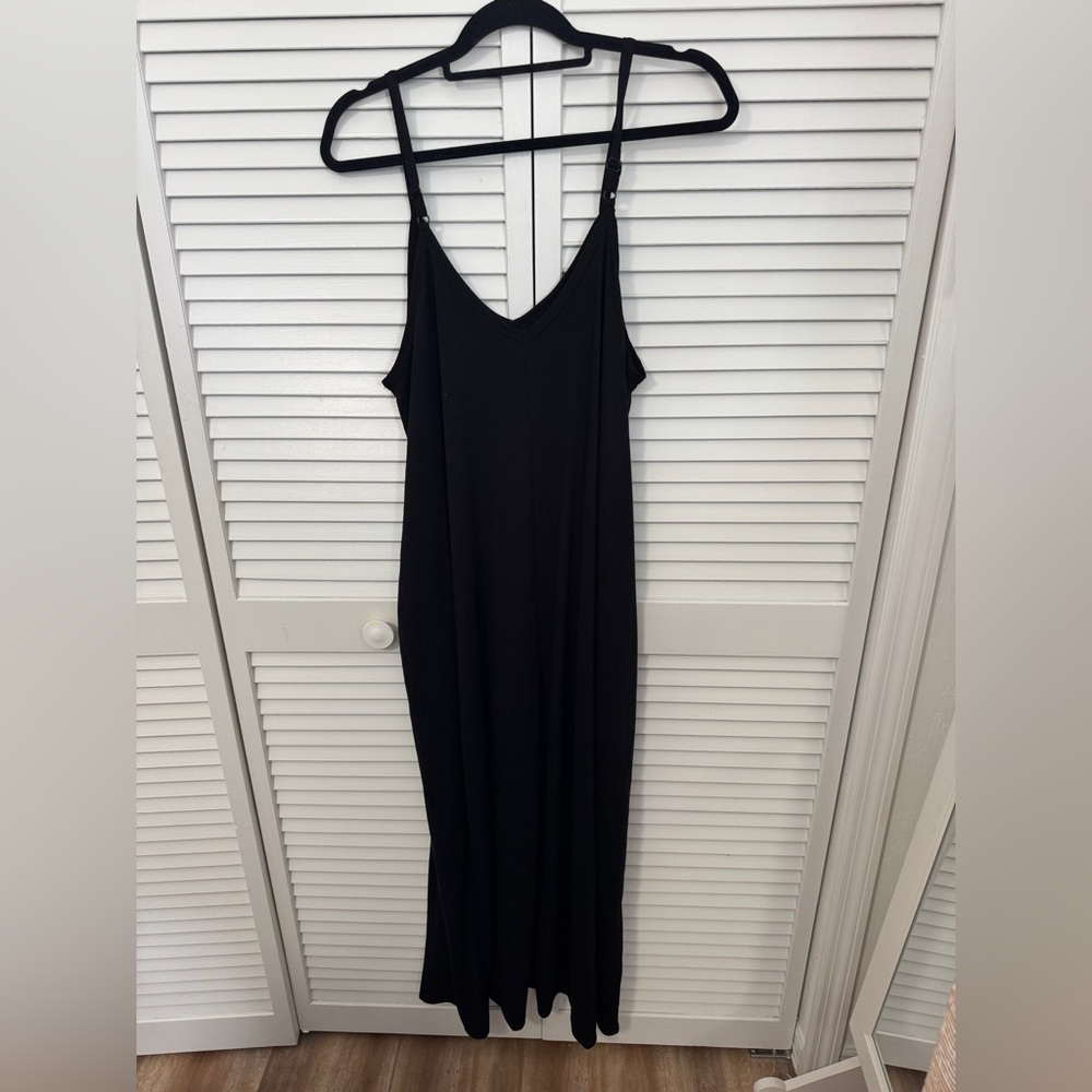 Elegant Black Maxi Dress with Pockets Size XL - Picture 3 of 5